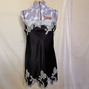 Black Satin and white lace Victoria’s Secret Chemise